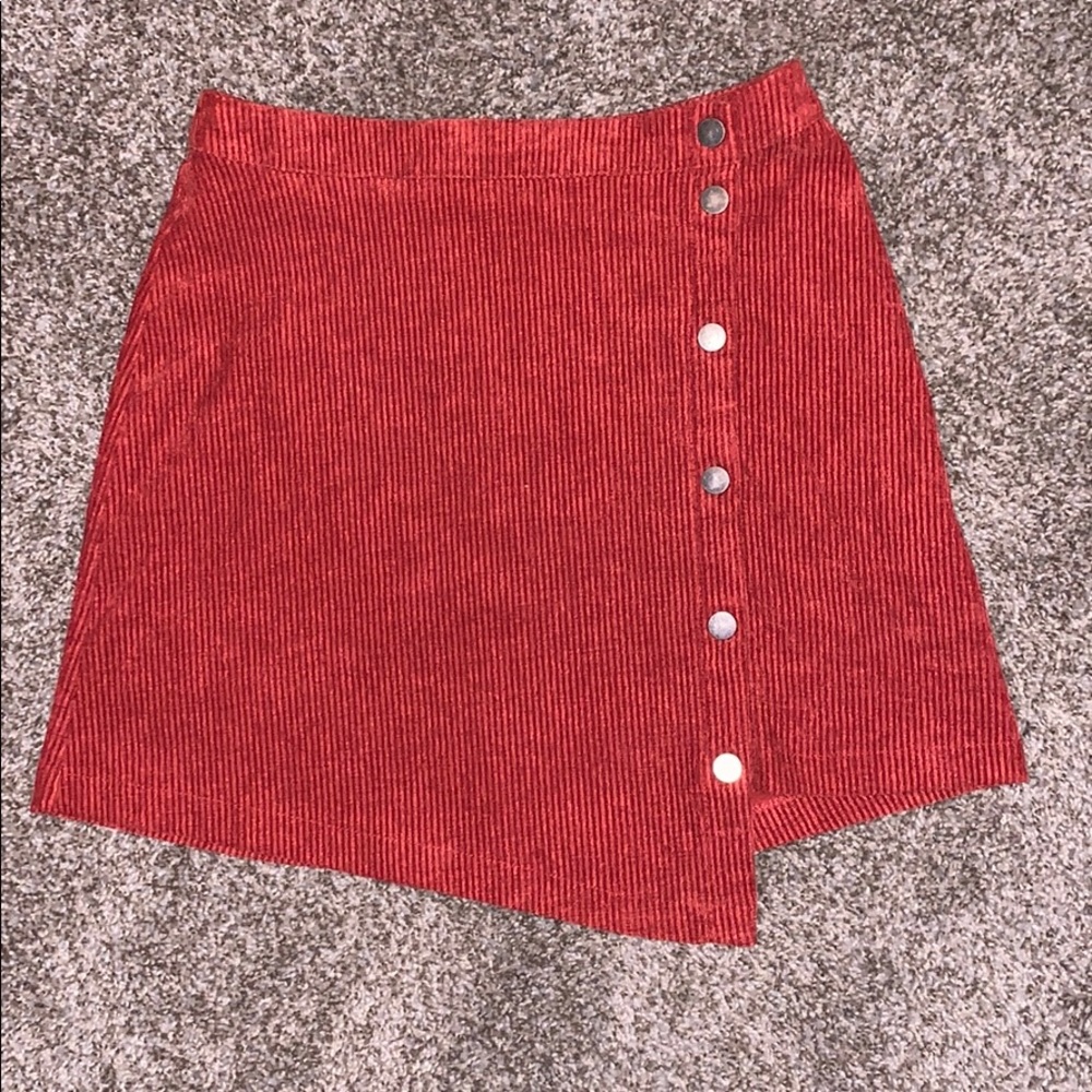Corduroy red mini skirt